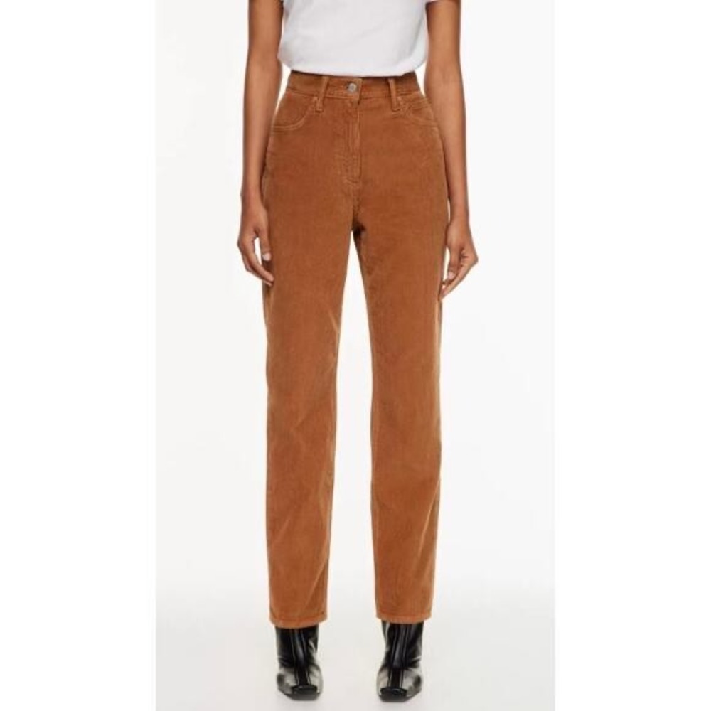 Denim‎ Forum Joni High Rise Loose Corduroy Pants Camel 27 Tall Preppy Academia